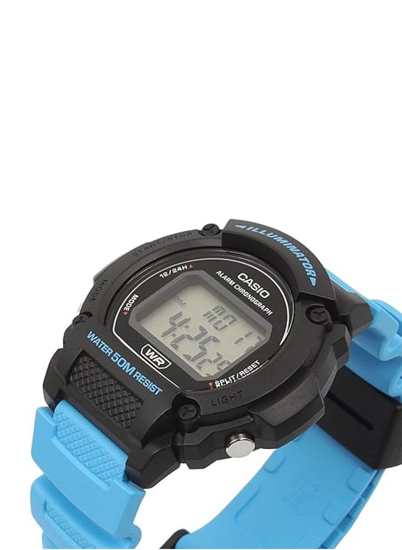 Hexagon Shape Digital Resin Wrist Watch W-219H-2A2VDF - 44mm - Blue