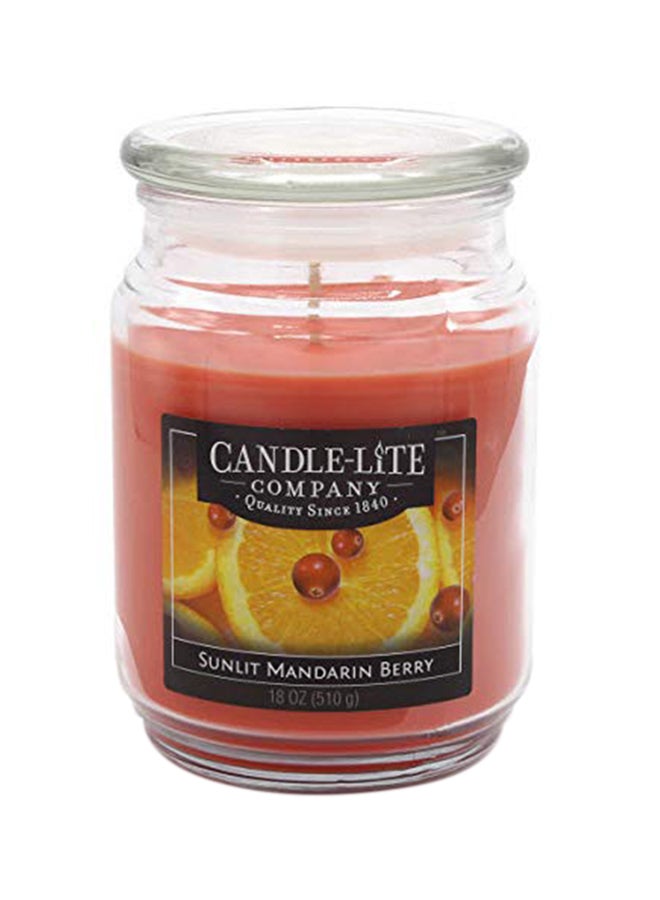 Candle Lite Everyday Scented Sunlit Mandarin Berry Single Wick Jar Candle, 18 OZ, Orange