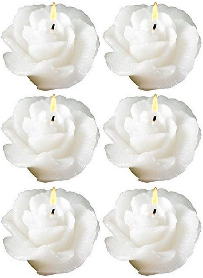 Biedermann & Sons Rose-shaped Floating Candles In White, Pack of 12