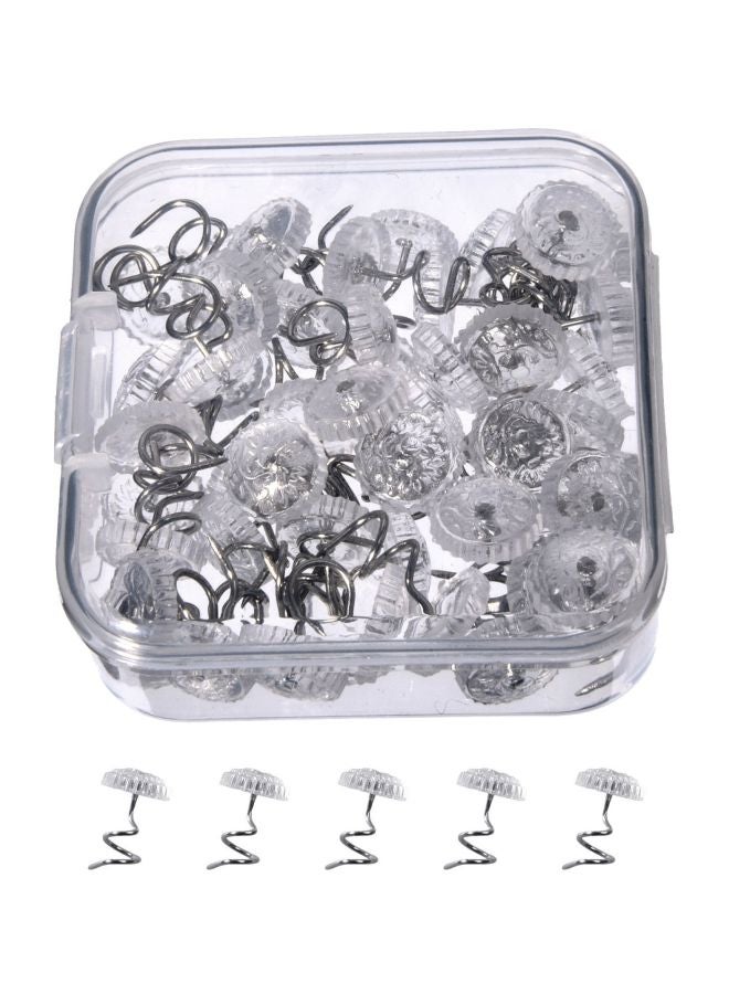 50-Piece Twist Pins Head With Plastic Box Clear/Silver