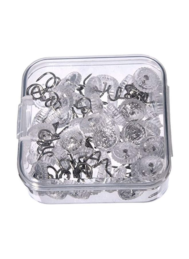 50-Piece Twist Pins Head With Plastic Box Clear/Silver