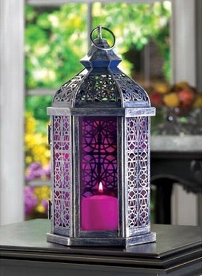 Enchanted Amethyst Candle Lantern Black/Pink 11.5x5.75x5.75inch