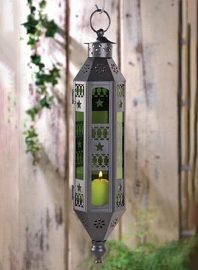 Serenity Hanging Lantern Black/Green 17x3.5x3.13inch