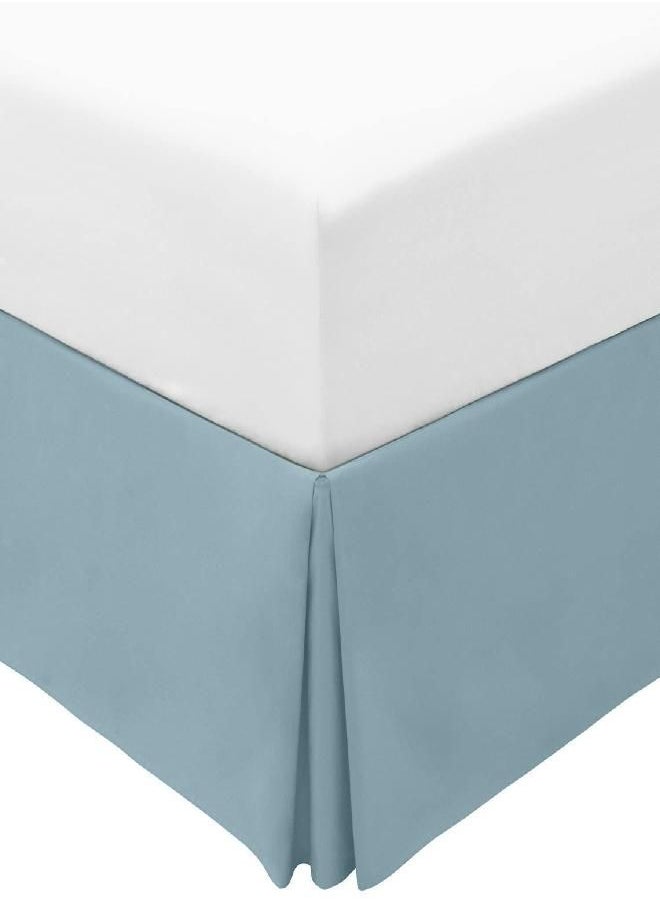 Mellanni King Size Bed Skirt - Bed Frame and Box Spring Cover - 15-Inch Tailored Drop Pleated Dust Ruffle - Luxury Bedding - Easy Fit, Wrinkle, Fade, Stain Resistant - 1 Bedskirt (King, Spa Blue)