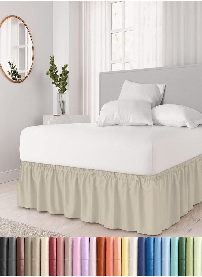 Ruffled Cream Twin Bed Skirt - Hotel-Quality Ruffles for Twin Beds with 12 in. Drop - Elastic Wrap Around Dust Ruffle Twin Bedskirt for Easy Fitting with Brushed Fabric by CGK Unlimited