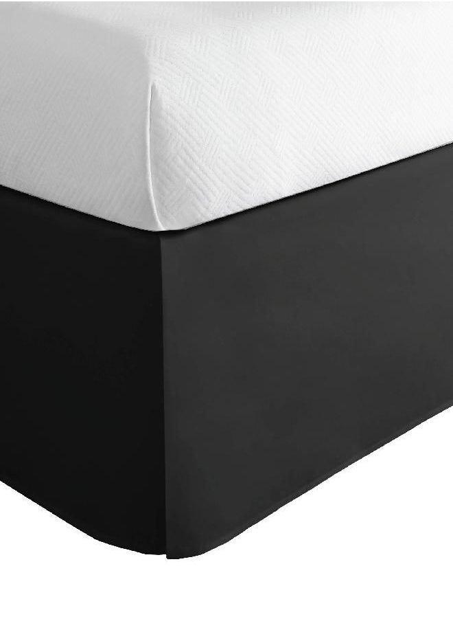 Lux Hotel Microfiber Tailored Style Bed Skirt with Classic 14 Inch Drop Length, King, Black