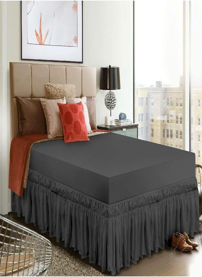 Utopia Bedding Twin Elastic Bed Ruffle - Easy Wrap Around Ruffle - Microfiber Bed Skirt with Adjustable Elastic Belt 16 Inch Tailored Drop - Hotel Quality Bedskirt, Fade Resistant (Twin, Grey)