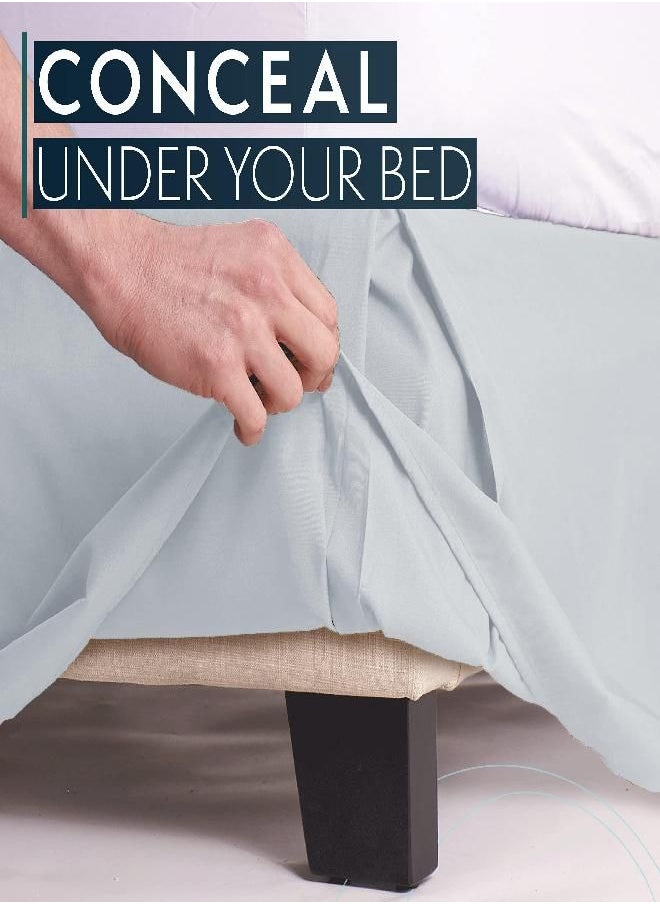 HC Collection Ice Blue Queen Bed Skirt - Dust Ruffle w/ 14 Inch Drop - Tailored, Wrinkle & Fade Resistant