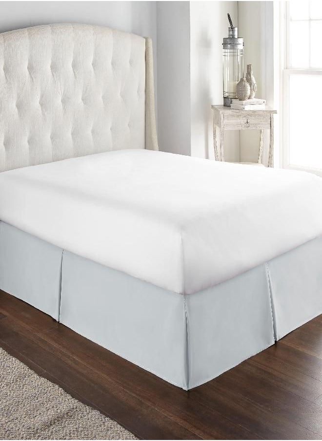 HC Collection Ice Blue Queen Bed Skirt - Dust Ruffle w/ 14 Inch Drop - Tailored, Wrinkle & Fade Resistant