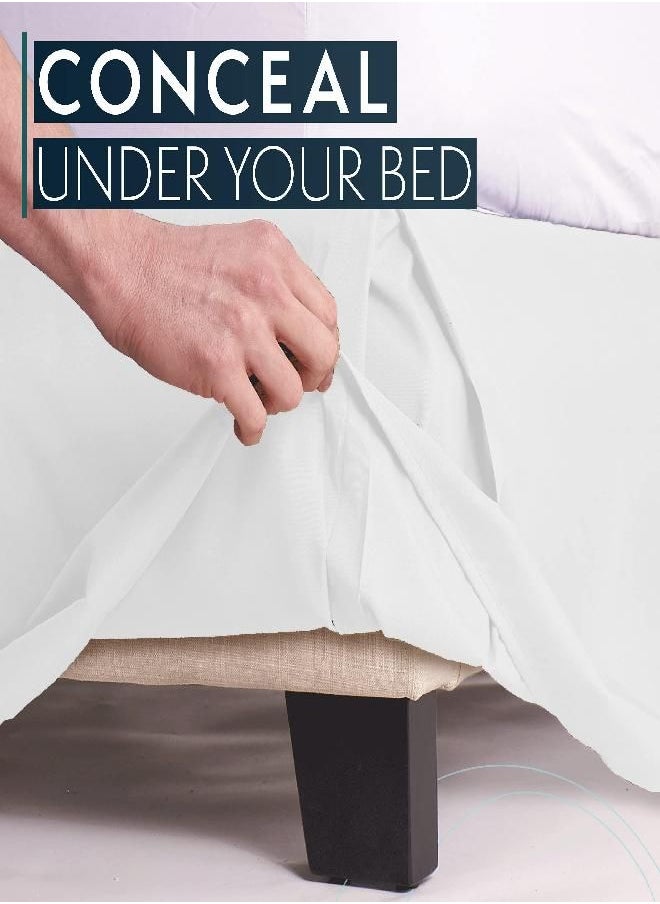 HC Collection White Full Bed Skirt - Dust Ruffle w/ 14 Inch Drop - Tailored, Wrinkle & Fade Resistant