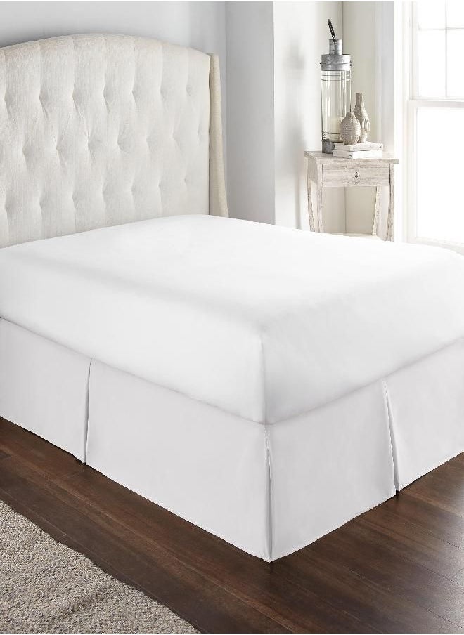 HC Collection White Full Bed Skirt - Dust Ruffle w/ 14 Inch Drop - Tailored, Wrinkle & Fade Resistant