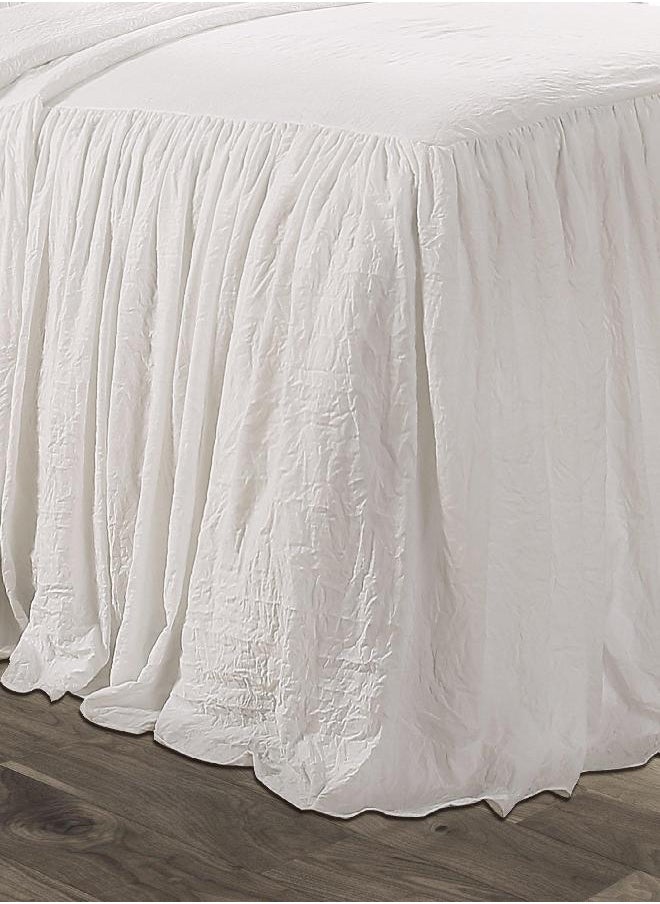 Lush Decor Ruffle Skirt Bedspread Vintage Chic Farmhouse Style Lightweight 2 Piece Set, Twin, White