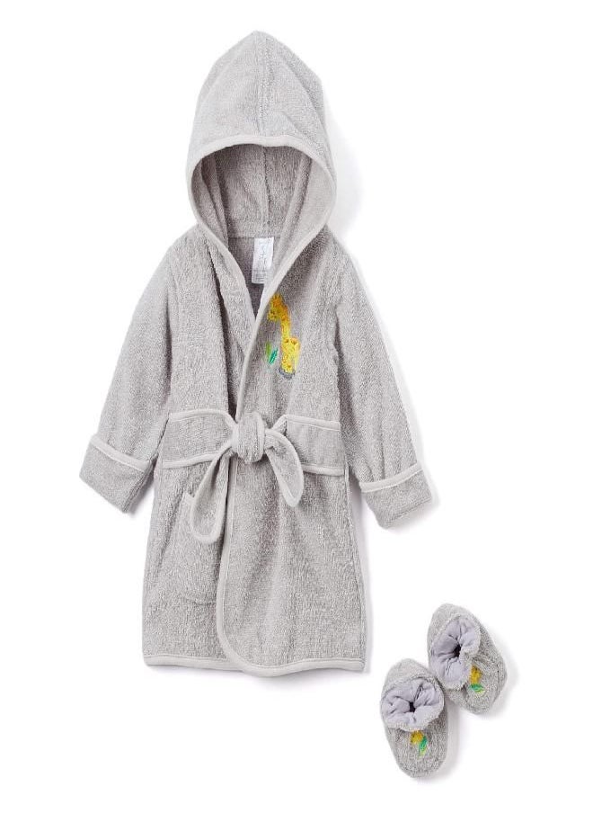 pasilk 100% Cotton Hooded Terry Bathrobe with Booties - Baby Girl Gifts - Baby Boy Gifts - 0-9 Months - Shower Gift