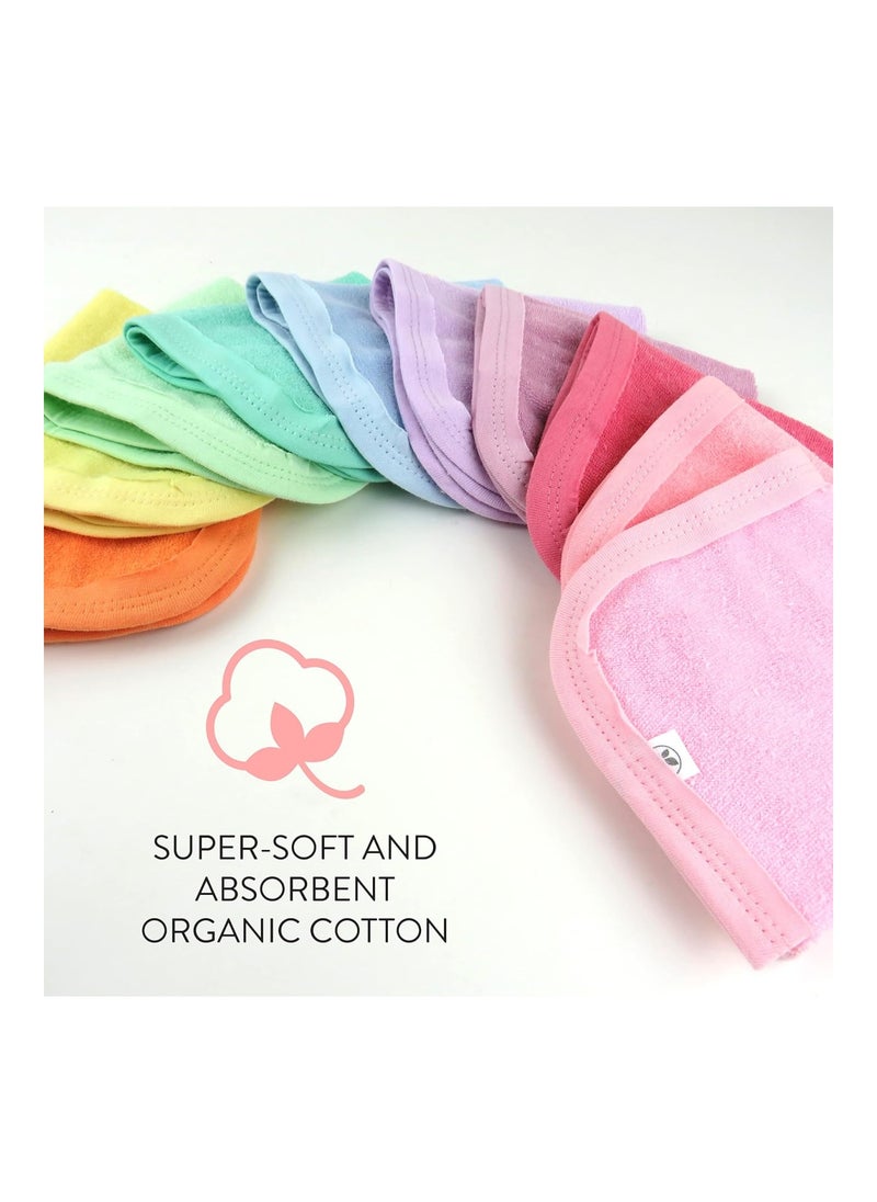 10 Pack Organic Cotton Baby Terry Wash Cloths Rainbow Pinks One Size