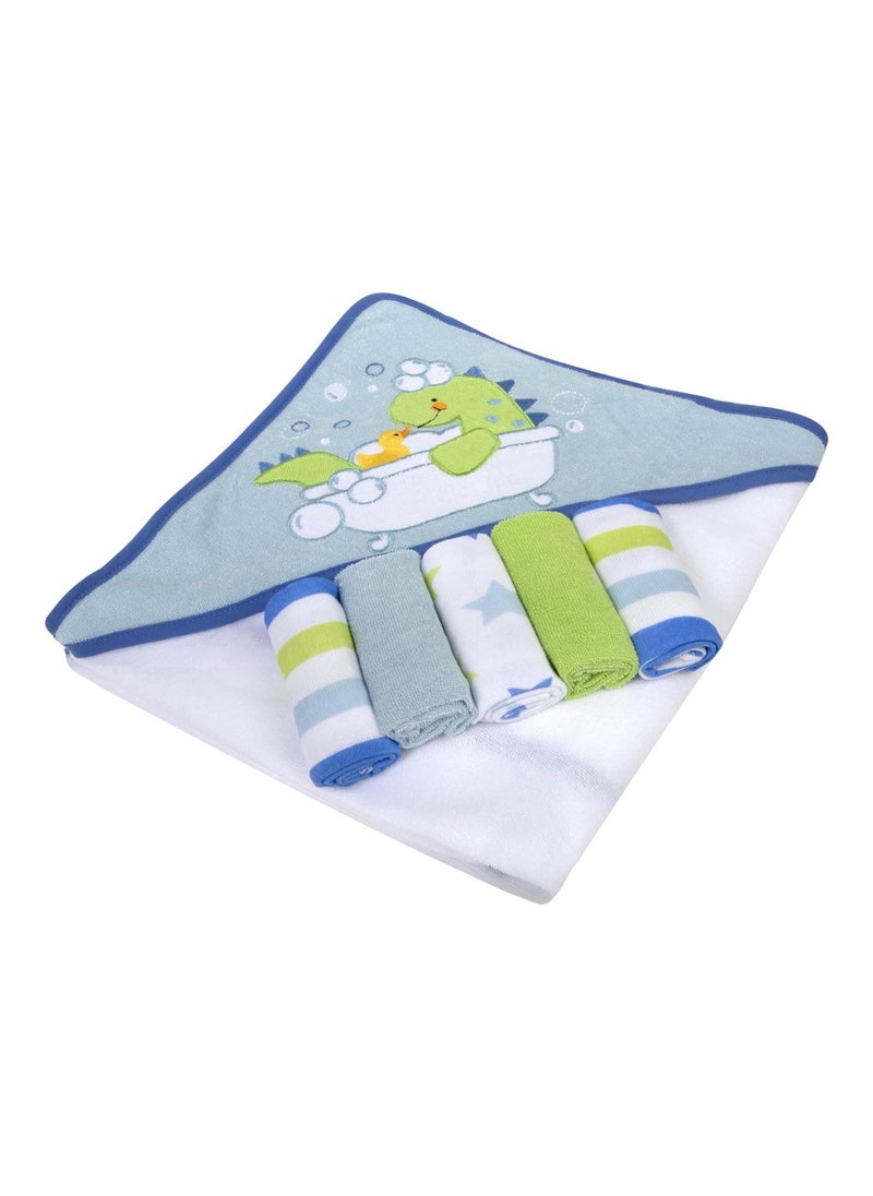 Baby Hooded Towel And Washcloth Set For Infants, Boys And Girls 6 -12 Months (Refreshed Rex)