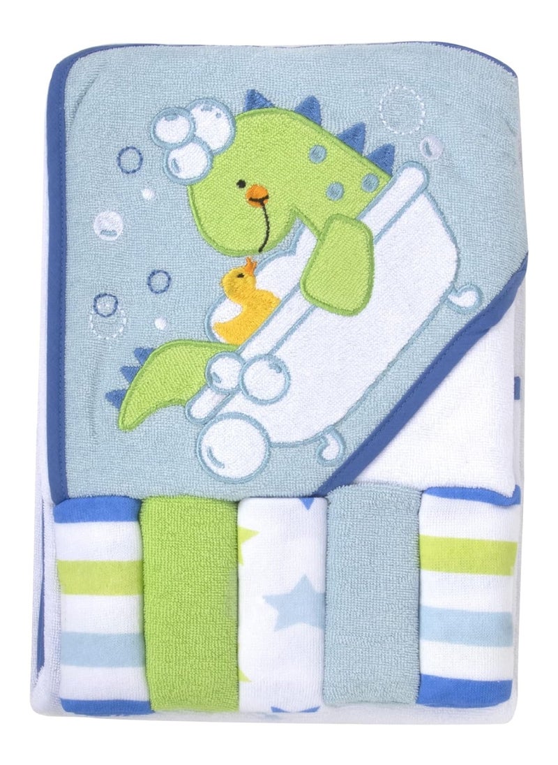 Baby Hooded Towel And Washcloth Set For Infants, Boys And Girls 6 -12 Months (Refreshed Rex)