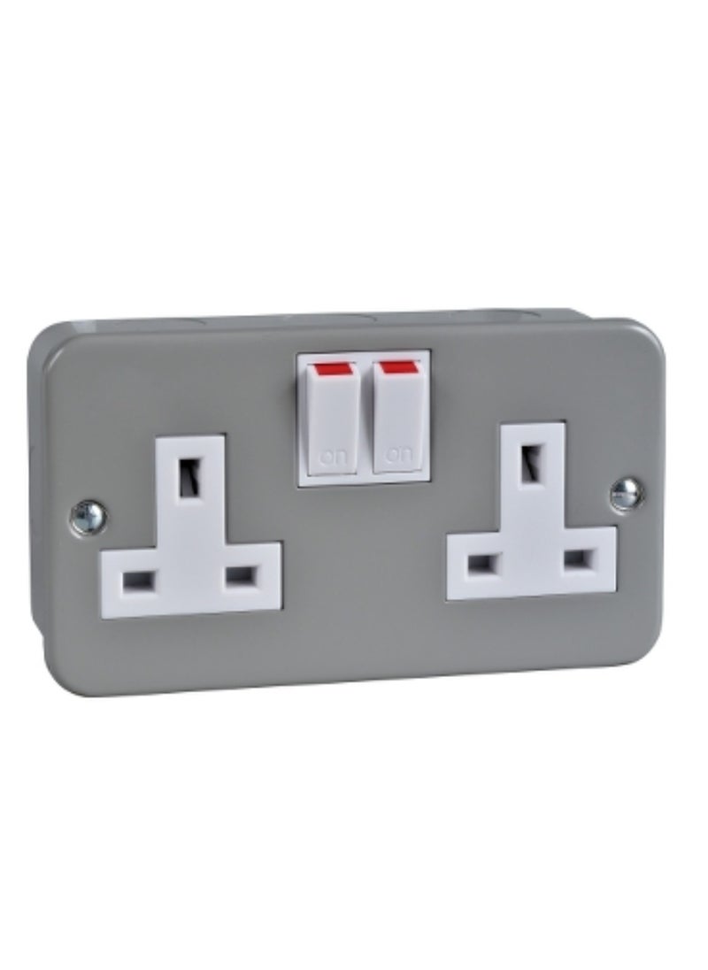 Schneider Electric Exclusive Metal clad - switched socket - 13 A - 230 V - 2 gangs - grey - GMC132SS