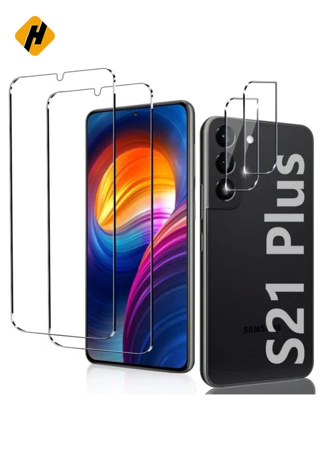 [2+2 Pack] S21 Plus Glass Screen Protector, HD Clear 9H Tempered Glass Scratch Resistant, Fingerprint Unlock, Bubble-Free