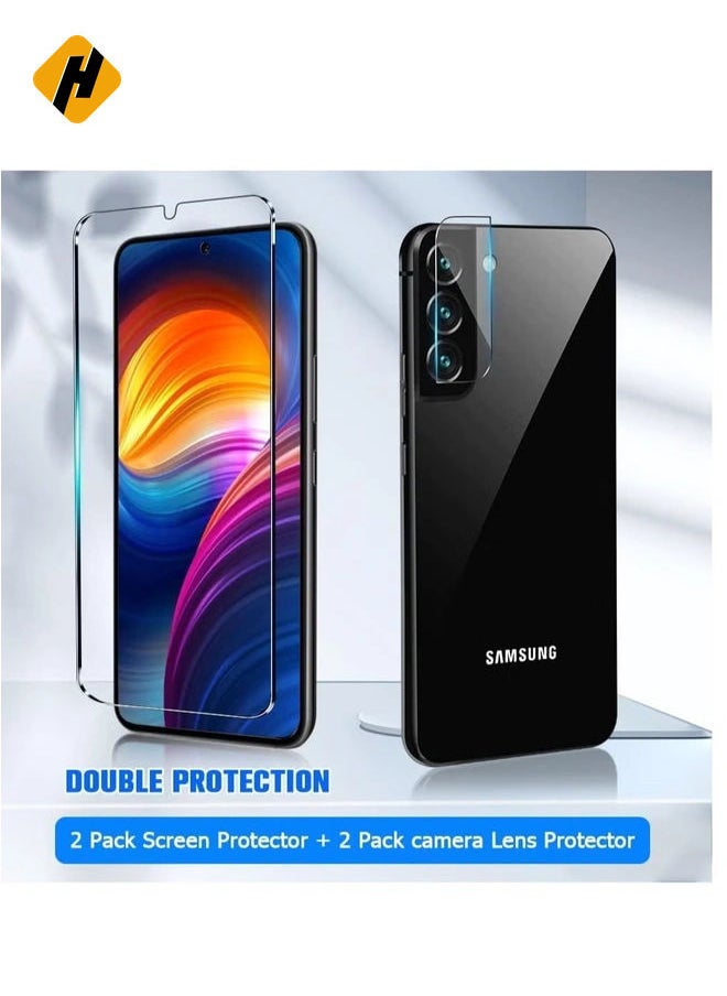 [2+2 Pack] S21 Plus Glass Screen Protector, HD Clear 9H Tempered Glass Scratch Resistant, Fingerprint Unlock, Bubble-Free
