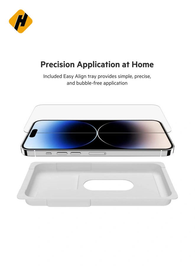 UltraGlass iPhone 14 Pro Max Screen Protector, AntiMicrobial-Treated, Easy Bubble Free Application with Included Installation Guide Tray, 9H Hardness Tested