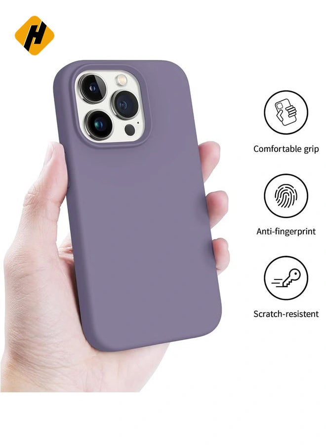 [3-in-1] iPhone 15 Pro Max Case Bundle – Light Gray Liquid Silicone Shockproof Cover with 9H Tempered Glass Screen Protector