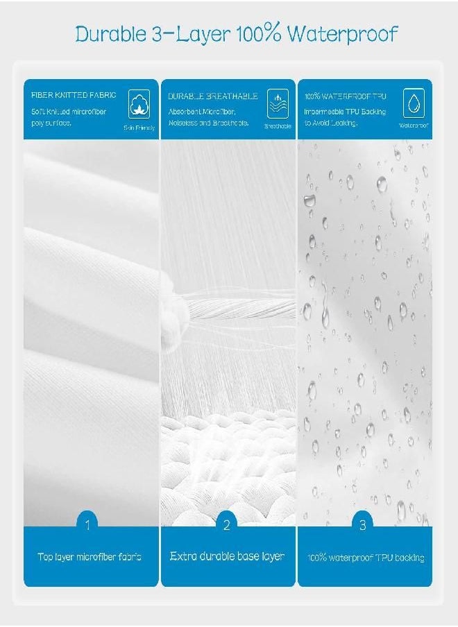 GRT 2 Pack 100% Waterproof Mattress Protector Full Size, Breathable & Noiseless Waterproof Mattress Cover Fitted Deep Pocket from 5