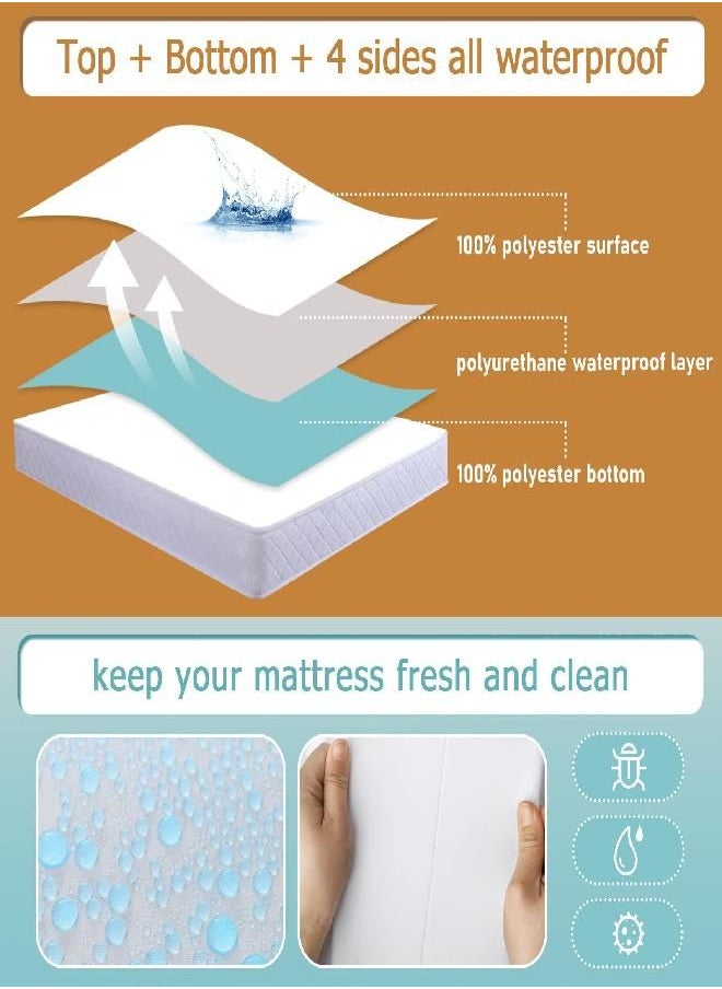 Full Size Mattress Protector (4/5/7/9/13/17Inches), Waterproof Mattress Cover & Encasement, Zippered Box Spring Cover, Low Profile 6 Sides Wrapping Bed Cover