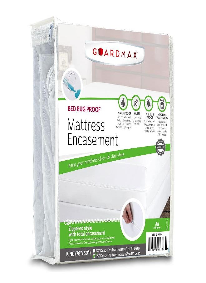 Guardmax Zippered Deep Pocket Mattress Protector - 100% Waterproof Mattress Encasement, Ultra Soft & Breathable Mattress Cover - Protects Mattresses from Dirt Dust & Dander (King 78