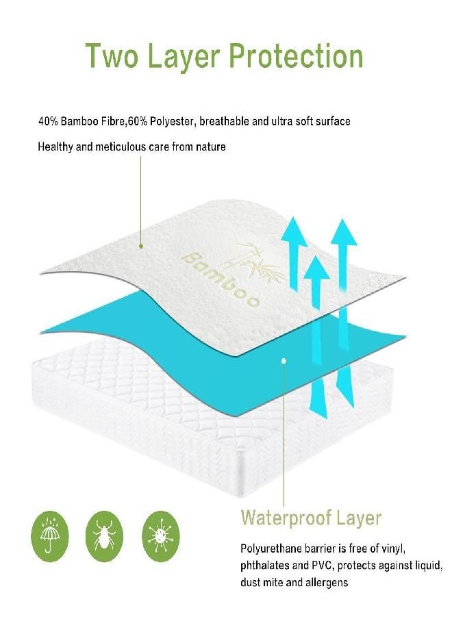 LUCID Premium Hypoallergenic 100% Waterproof Mattress Protector - Universal Fit, Cotton Terry Top, Full, White