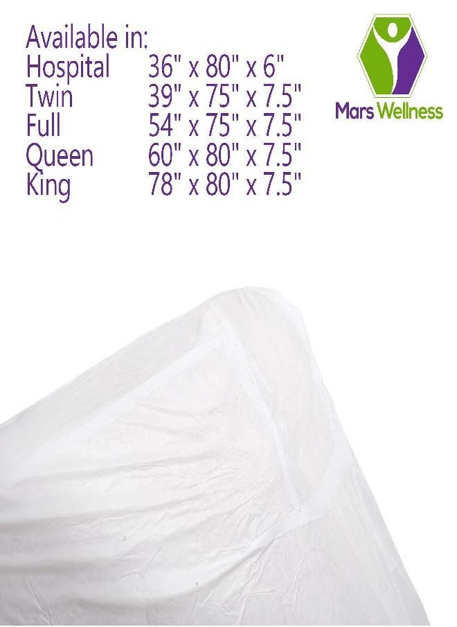 Mars Wellness Waterproof Vinyl Mattress Protector and Cover - Contoured Fitted White Mattress Cover Sheet - 1 Pack - King