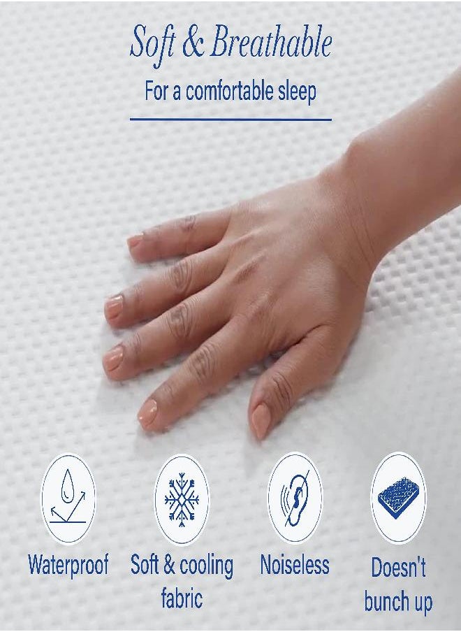 California Design Den Premium Waterproof Mattress Protector for Queen Size Bed - Soft, Cooling, Noiseless, Machine Washable, Fitted Mattress Cover with Deep Pockets to Fit 8-20 inch Mattress