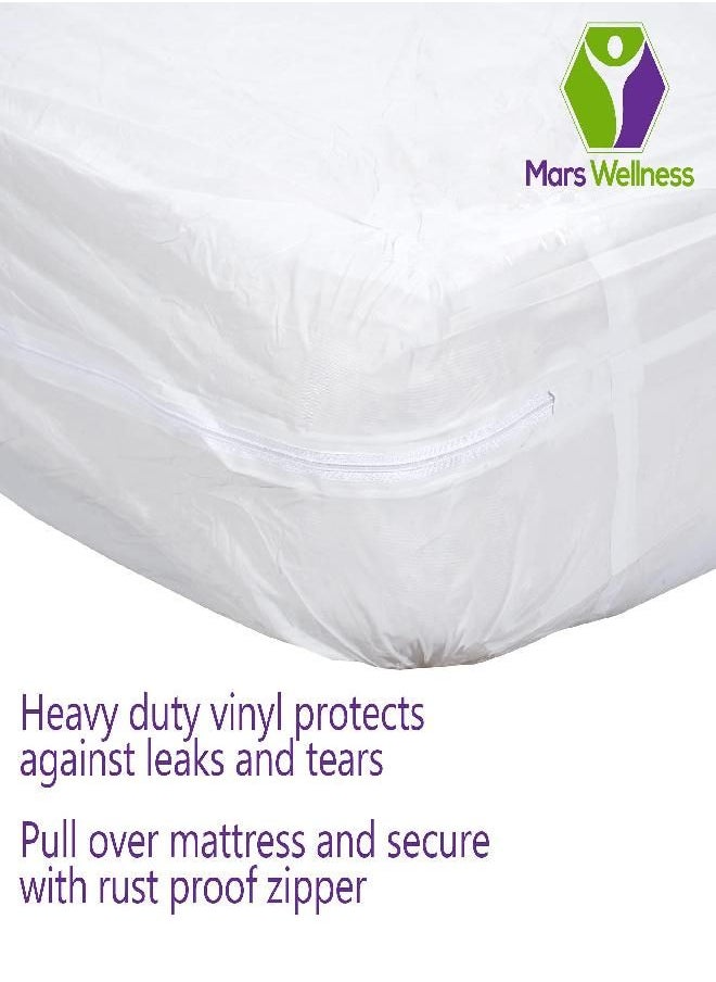 Mars Wellness Waterproof Vinyl Mattress Protector and Cover - Zippered White Mattress Cover Sheet Bed Bugs Mattress Cover - 1 Pack - Twin