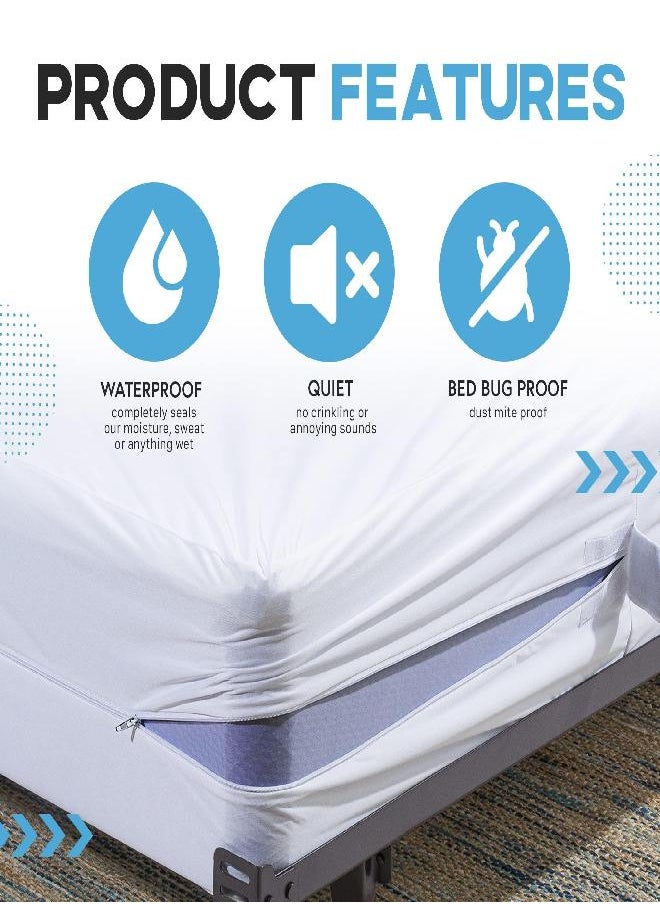 Guardmax Zippered Box Spring Encasement - 100% Waterproof Box Spring Protector - Blocks Out Dirt, Dust, BedBugs, and Moisture - Hypoallergenic and Noiseless (Twin 39