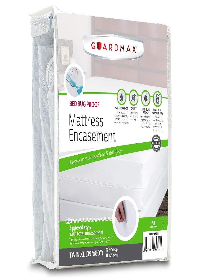 Guardmax Twin XL Mattress Protector Zippered - 100% Waterproof Mattress Encasement Cover, Ultra Soft and Breathable Fabric - Twin Extra Long (39x80x9)