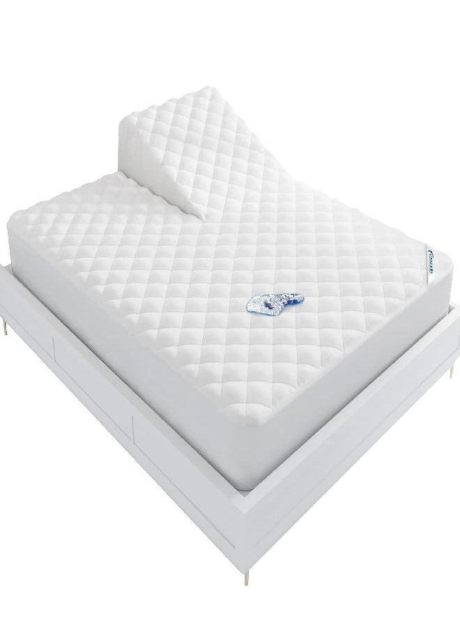 Waterproof Split Top Queen Mattress Pad Protector for Adjustable Bed, 34