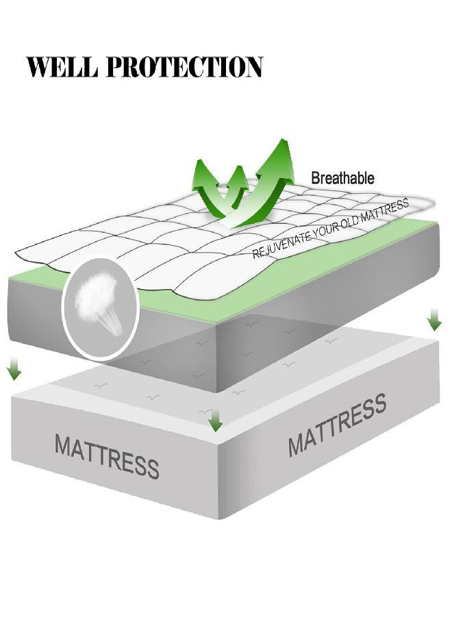 EASELAND Full Size Mattress Pad Pillow Top Mattress Cover Quilted Fitted Mattress Protector Cotton Top 8-21