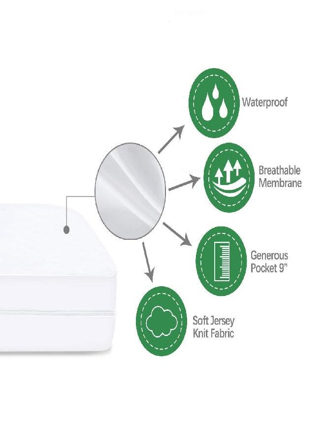 Zippered Waterproof Mattress Protector Full, 6-Side Waterproof Mattress Encasement, Full Mattress Cover, Box Spring Encasement