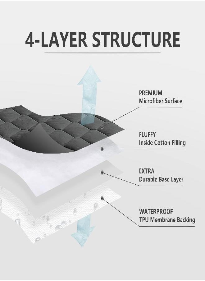 Twin XL Waterproof Mattress Protector, Breathable Noiseless Mattress Cover, Deep Pocket Fit Up to 21 Inches, Quilted Alternative Filling Mattress Pad Cover (Grey)