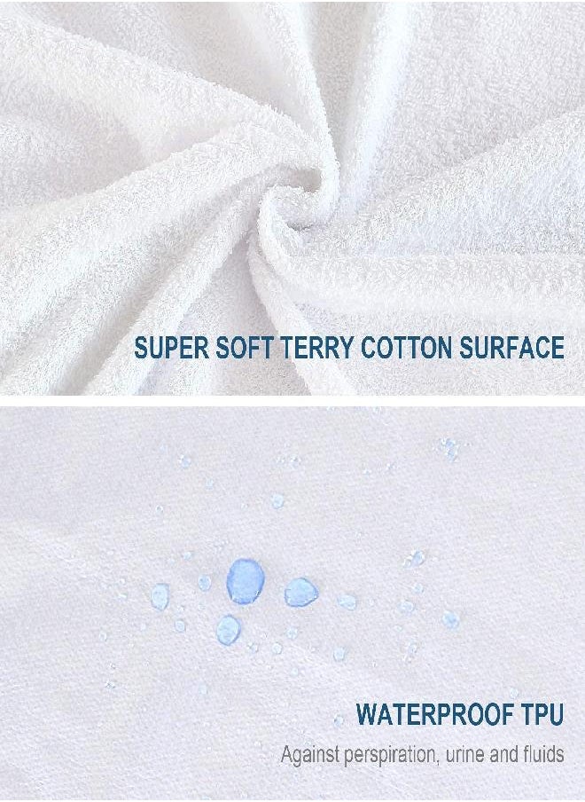 Full Size Mattress Protector Waterproof, Full Size Mattress Cover Breathable Cotton Terry with Waterproof TPU Layer Fitted 14'' Pocket, Noiseless Cotton Terry Mattress Cover Full Size