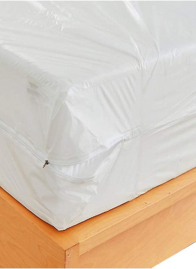 Waterproof Zippered Plastic Mattress Protector Encasement, Vinyl Mattress Cover (King)