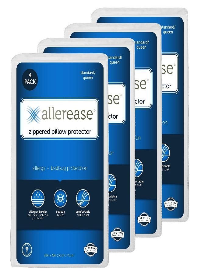 AllerEase Allergy Pillow Protector, King - 4 Pack