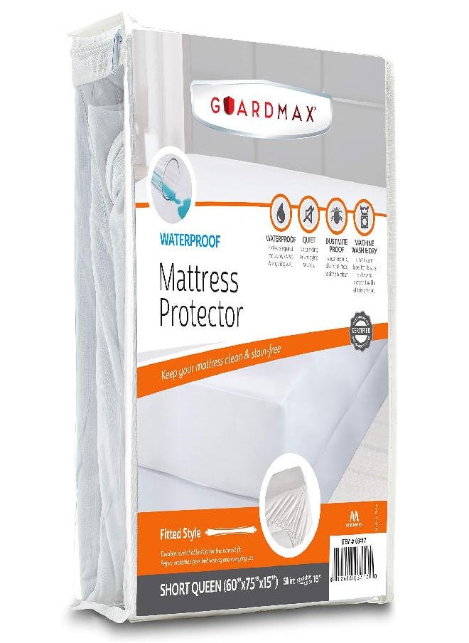 Guardmax Short Queen Mattress Cover - 100% Waterproof Camper Mattress Cover, Fitted and Noiseless RV Queen Mattress Protector (RV Short Queen 60x75)