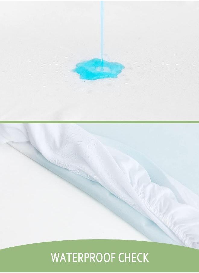 Full Mattress Protector Waterproof Bamboo Cooling Mattress Protector Full, Skin Friendly and Breathable Full Mattress Cover for 14'' Deep Pocket, Noiseless Cooling Bamboo Mattress Cover