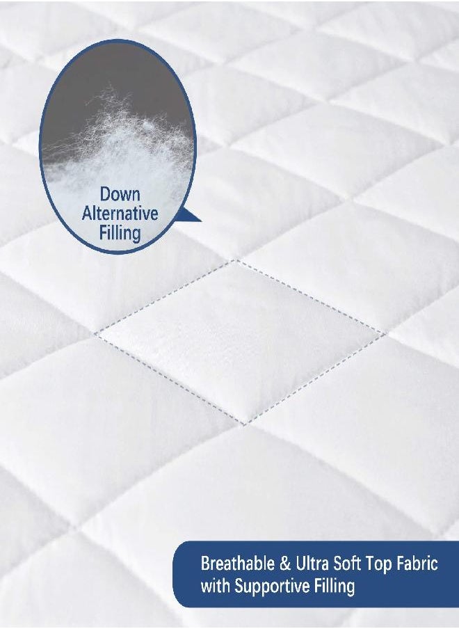 2 Pack Waterproof Mattress Pad Protector Twin, Absorbent Mattress Pads Quilted Fitted Mattress Protector, Twin Mattress Cover Down Alternative Filling, Deep Pocket Stretches up to 16 Inch