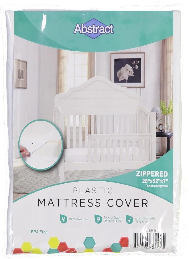 Abstract Waterproof Mattress Cover - 28 x 52 x 8” for Standard Cribs & Toddler Beds - Heavy Duty Vinyl Plastic Protective Zippered Sheet, 100 GSM PVC, BPA Free - Long Lasting Quality & Comfortable.