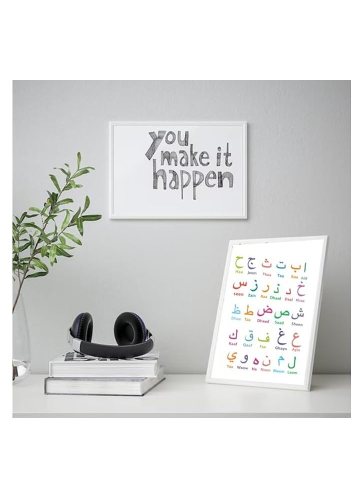 28 Arabic Alphabets Wall Art-Poster+Frame Included-Kids Room Decor For Learning Arabic Alphabets