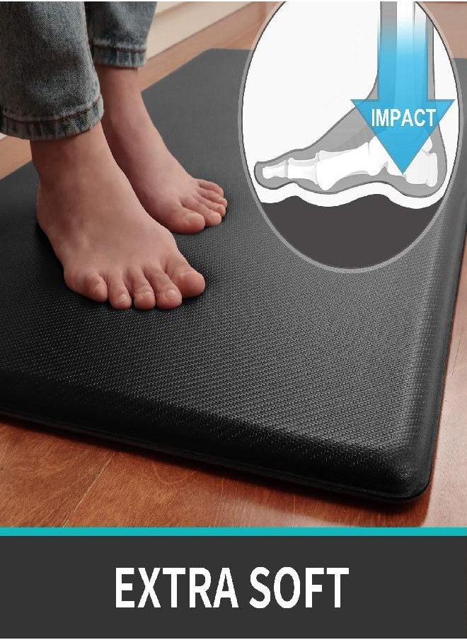 DEXI Anti Fatigue Kitchen Mat, 3/4 Inch Thick, Stain Resistant, Padded Cushioned Memory Foam Floor Comfort Mat for Home, Garage and Office Standing Desk, 48