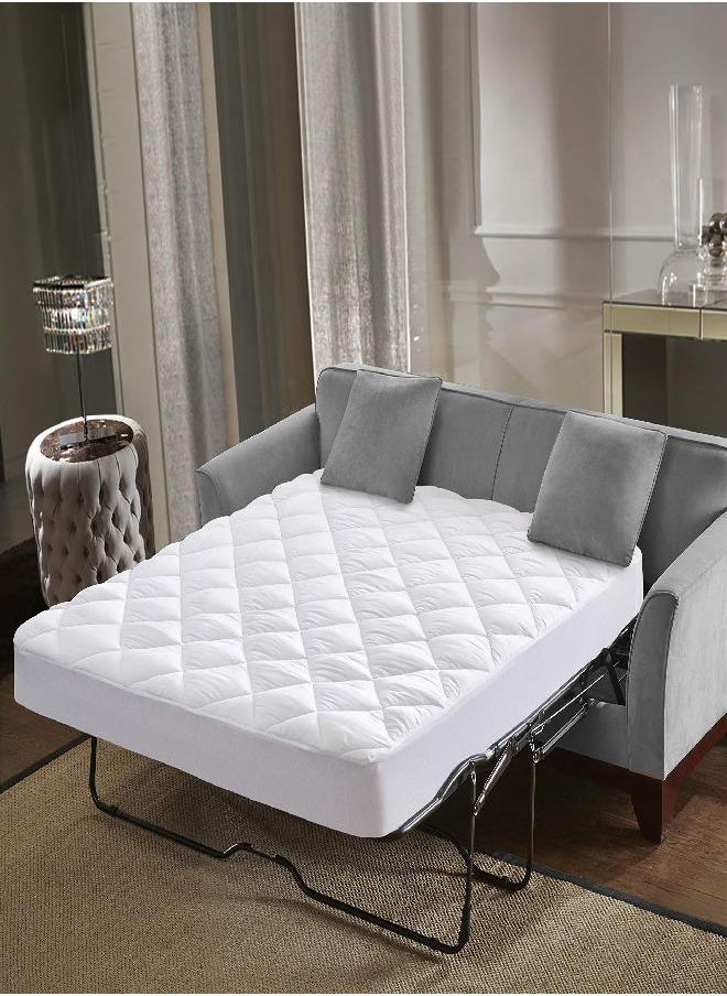 Premium Mattress Pad, Breathable, Quilted Mattress Topper, Deep Pocket, Stretch to Fit Skirt, Microfiber, 15 oz Per Sq Yd of Weight, Queen Sofa Pad 60 by 72, 12 inch Depth