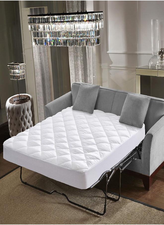 Premium Mattress Pad, Breathable, Quilted Mattress Topper, Deep Pocket, Stretch to Fit Skirt, Microfiber, 15 oz Per Sq Yd of Weight, Queen Sofa Pad 60 by 72, 12 inch Depth