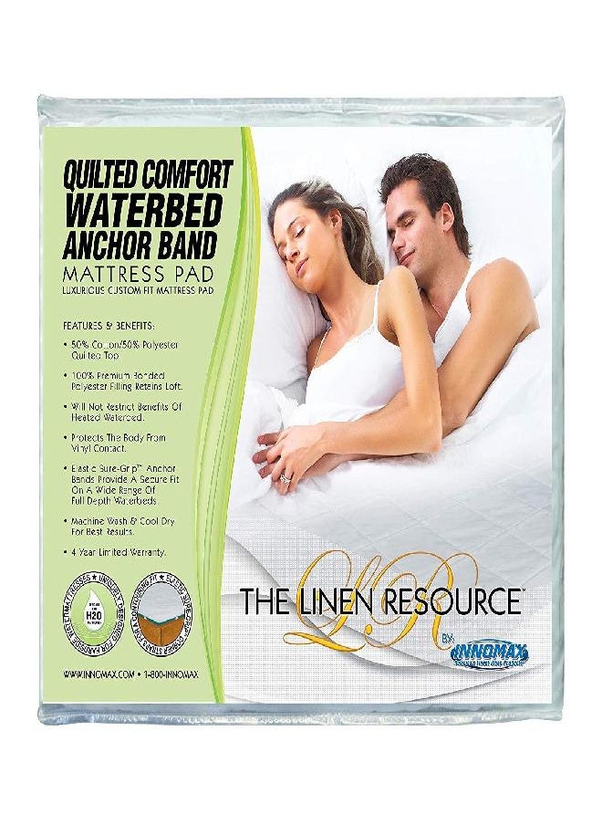 INNOMAX The Linen Resource Quilted Comfort Waterbed Anchor Band Custom Fit Mattress Pad Protective Cover Super Single